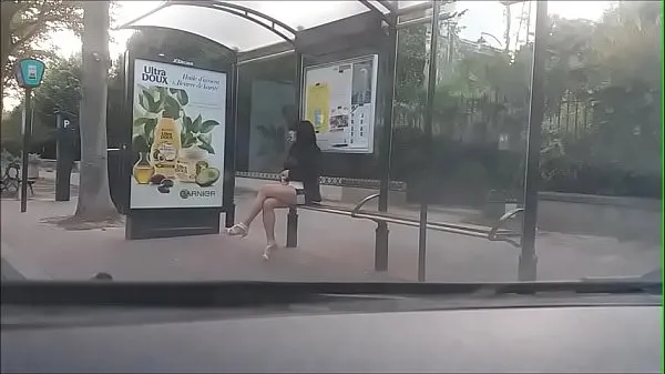 Tabung bitch at a bus stop drive baru