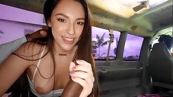 Fresh Beautiful amateur gives a blowjob in a van filmed by strangers drive Tube