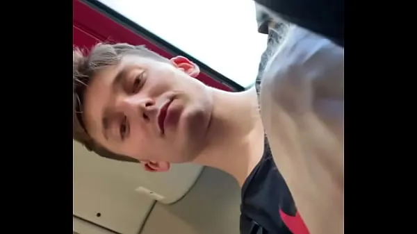 Twink coming home from school masturbates big cock on the bus and make huge cum on the seat Tiub pemacu baharu