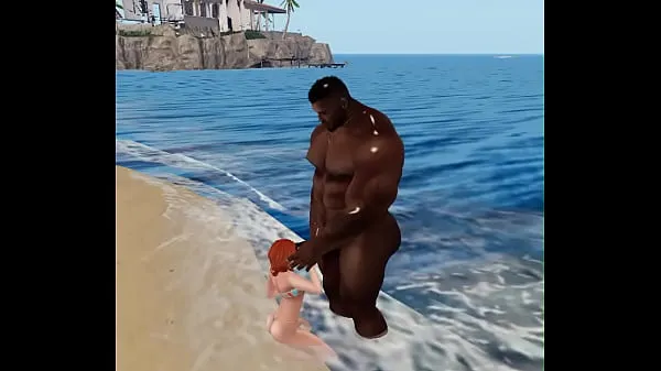 أنبوب محرك red head sucks off huge black football player on beach جديد