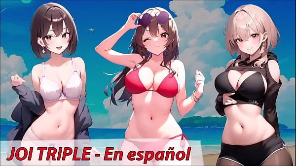 Frisk JOI hentai, three friends want to masturbate you, in Spanish drev Tube