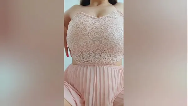 Fresh Young cutie in pink dress playing with her big tits in front of the camera - DepravedMinx drive Tube